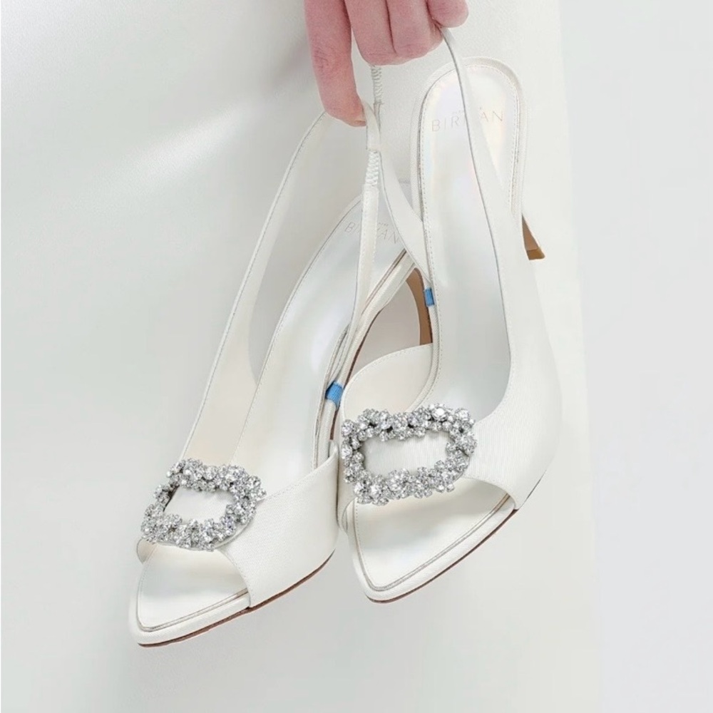Birman White Slingback Heels with Crystal Embellishment size 39,5